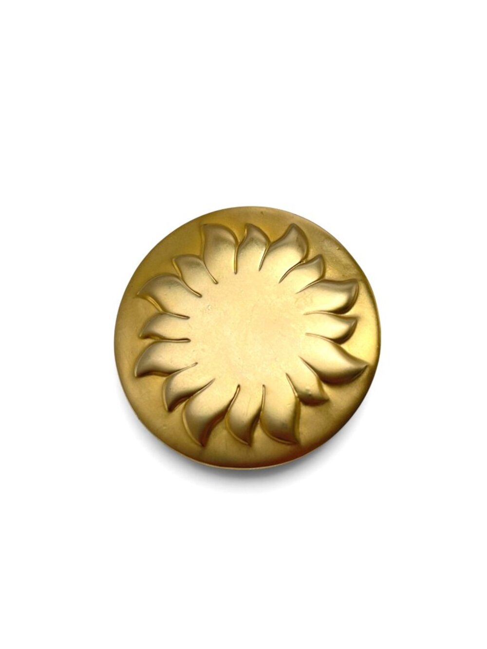 Vintage Soledad Gold-Tone Sunburst Brooch Pin Round Statement Jewelry 2-Inch